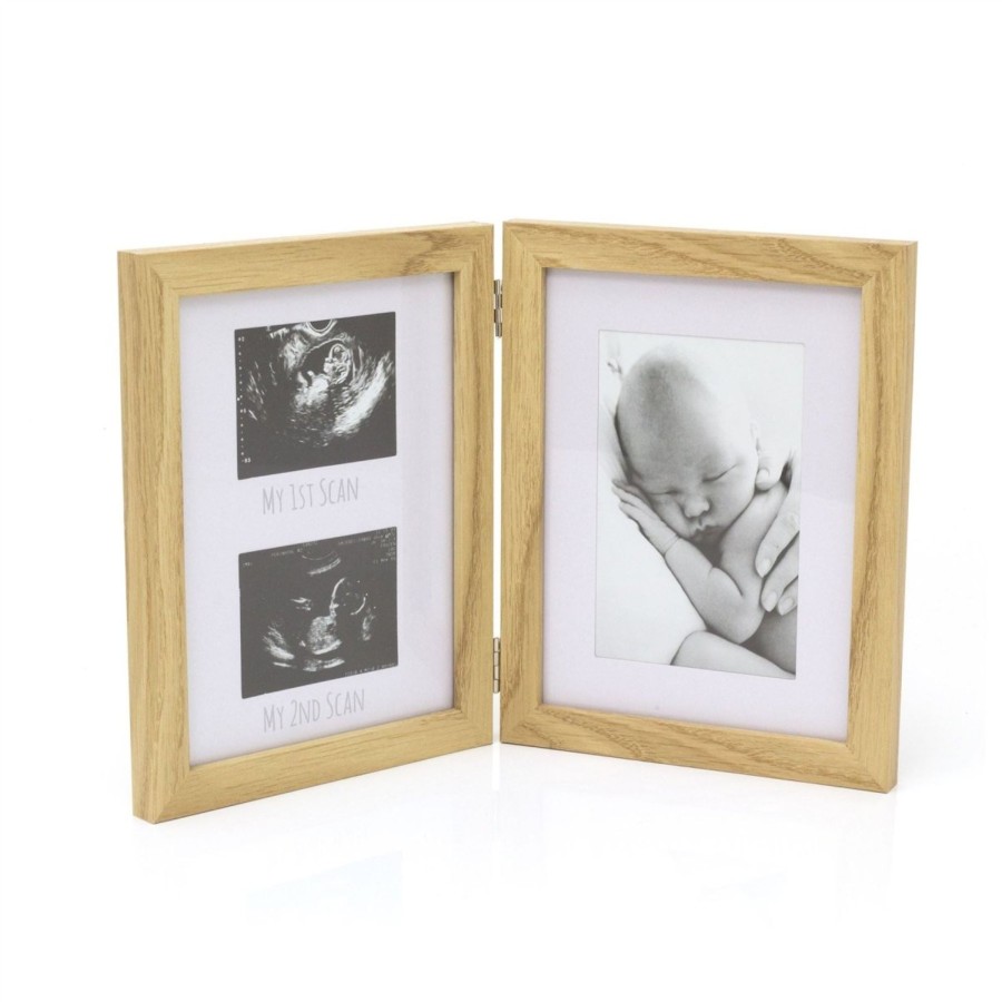 Home Accessories Carousel Shop Photo Frames | 3 Aperture Baby Ultrasound Scan And 1St Photo Picture Frame | Wooden Double Baby Keepsake Photo Frame | Baby Scan Photo Frames Keepsake Gifts