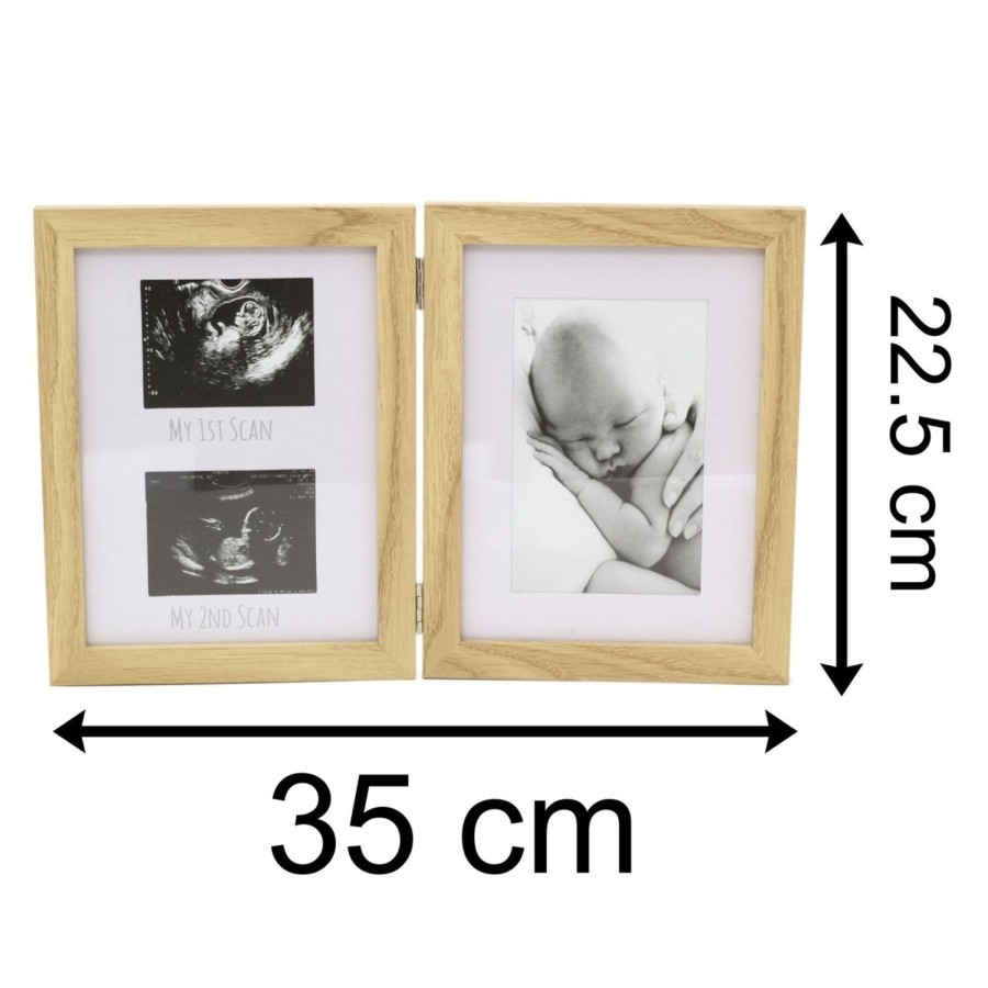 Home Accessories Carousel Shop Photo Frames | 3 Aperture Baby Ultrasound Scan And 1St Photo Picture Frame | Wooden Double Baby Keepsake Photo Frame | Baby Scan Photo Frames Keepsake Gifts