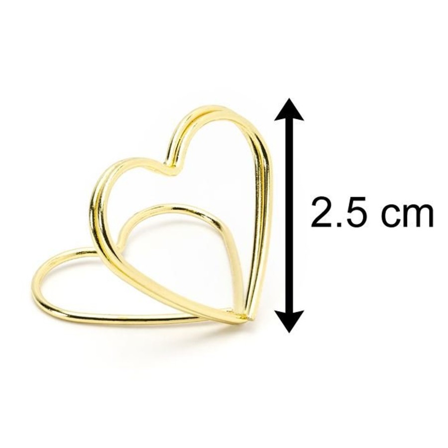 Kitchen & Dining Carousel Shop | 10 Piece Gold Wire Heart Place Card Holders | Wedding Table Card Holder Table Number Holders | Metal Name Card Stands