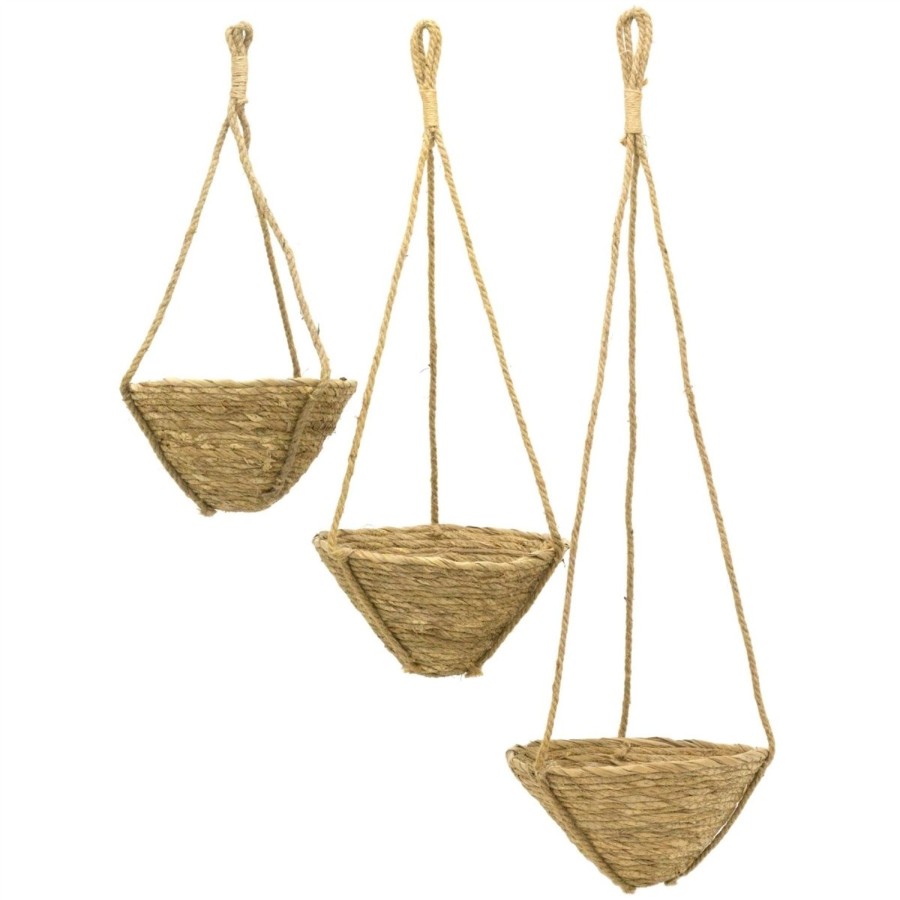 Home Accessories Carousel Shop Vases, Planters & Faux Flowers | Set Of 3 Woven Hanging Planter Plant Pot | Indoor Hanging Plant Holder | Plant Hanger Hanging Basket