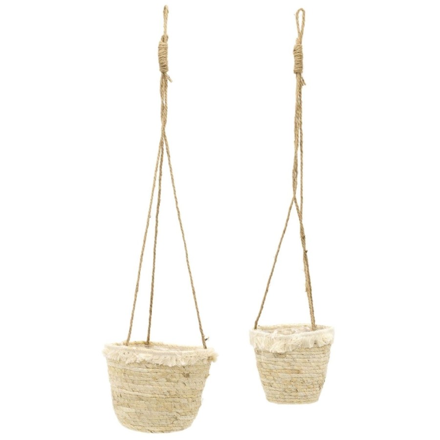 Home Accessories Carousel Shop Vases, Planters & Faux Flowers | Set Of 2 Woven Hanging Planter Plant Pots | Indoor Hanging Baskets Plant Holder | Plant Hanger Hanging Basket Flower Pot Grow Bags