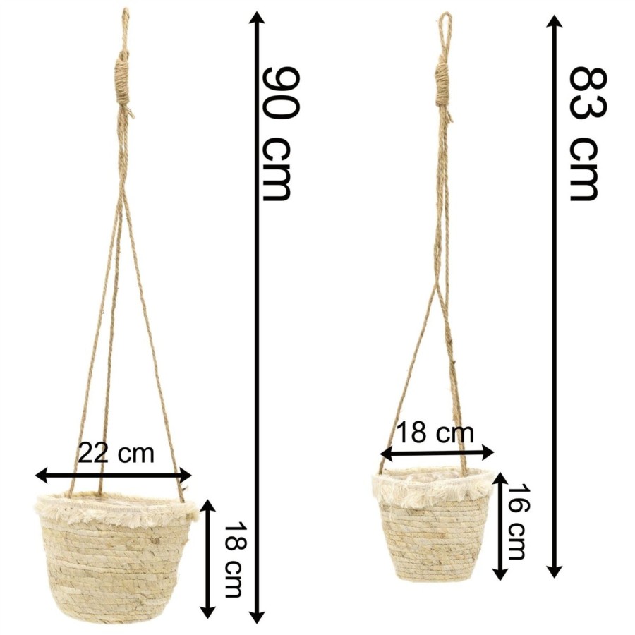 Home Accessories Carousel Shop Vases, Planters & Faux Flowers | Set Of 2 Woven Hanging Planter Plant Pots | Indoor Hanging Baskets Plant Holder | Plant Hanger Hanging Basket Flower Pot Grow Bags