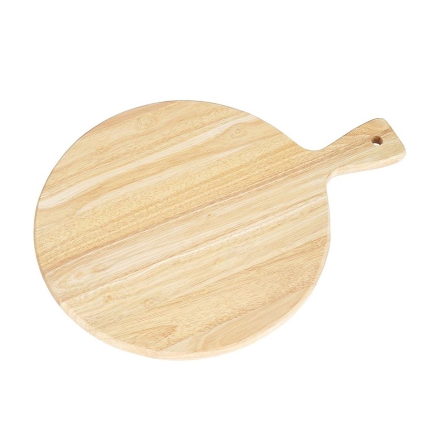 Kitchen & Dining Carousel Shop | 34Cm Hevea Wood Pizza Board | Wooden Pizza Platter Serving Sharing Pizza Board | Pizza Serving Board Presentation Board