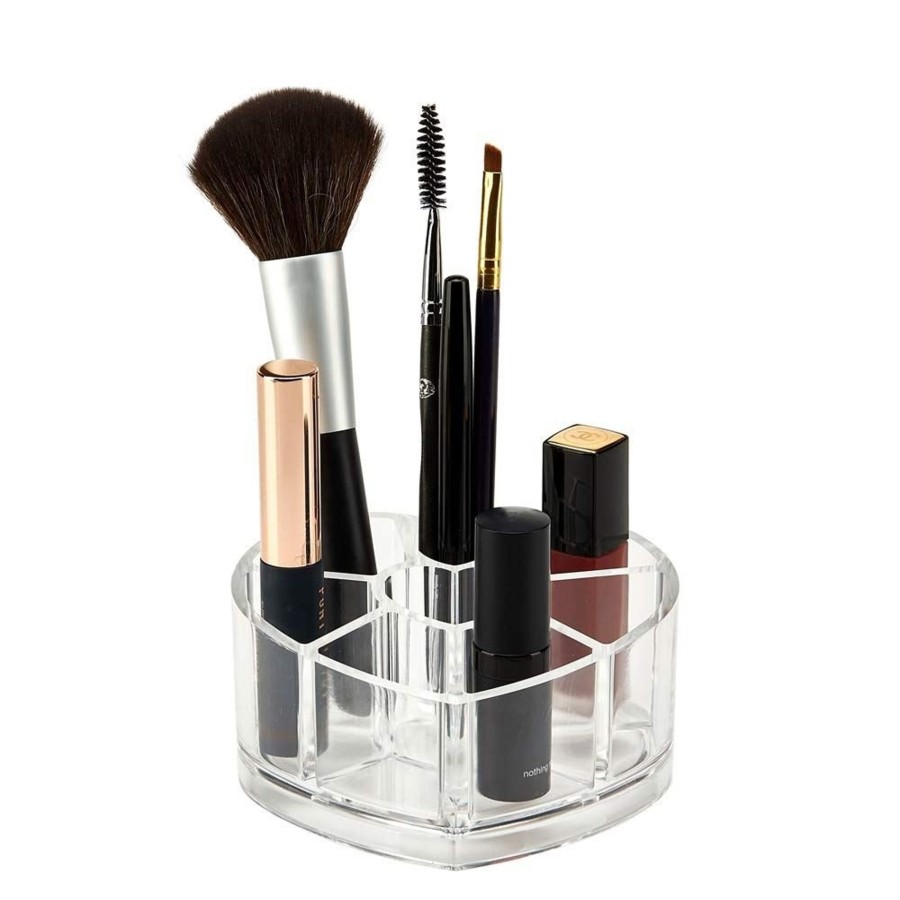 Home Accessories Carousel Shop Bathroom Accessories | Heart Makeup Cosmetic Organizer ~ Make Up Display Holder - Brush, Pencil, Lipstick Tray