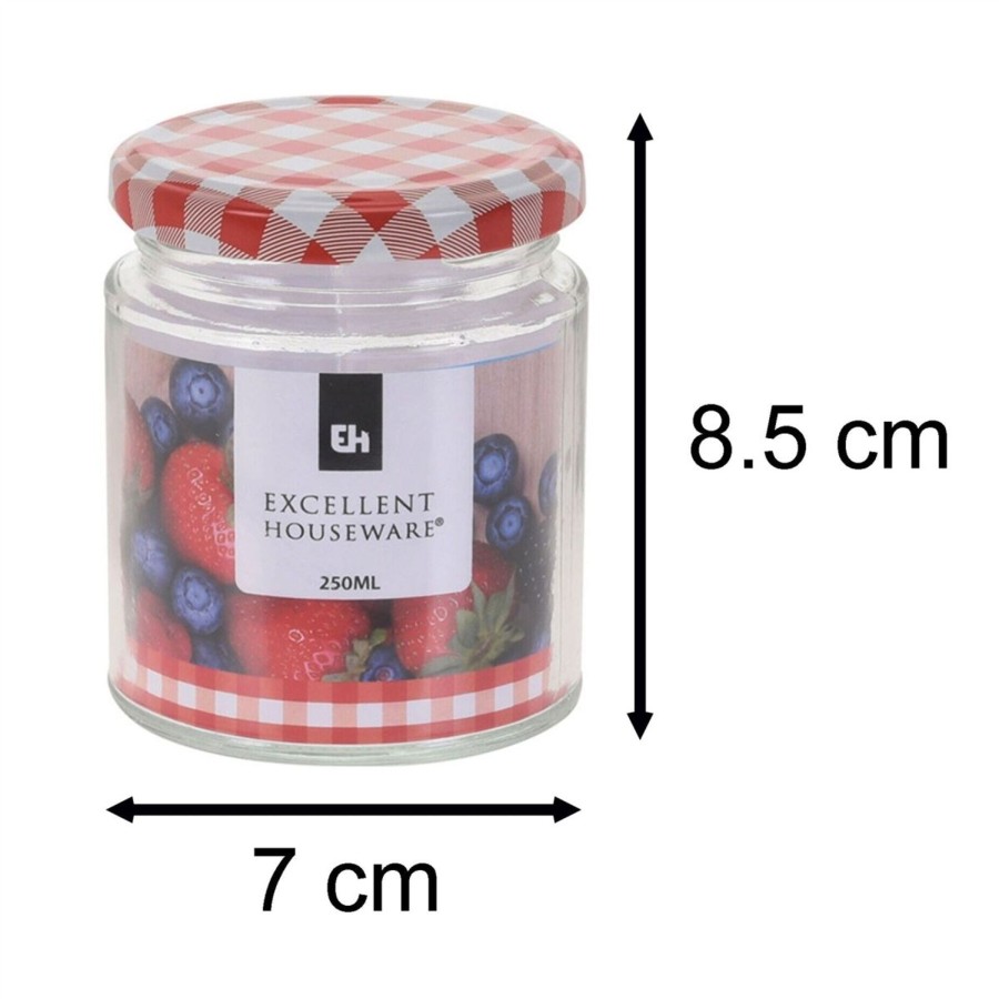 Kitchen & Dining Carousel Shop | Airtight Round Glass Jam Jar With Metal Lid | Kitchen Preserving Jar - 250Ml