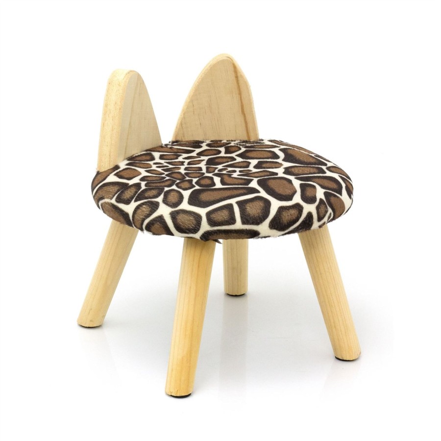 Baby & Child Carousel Shop Room Decor & Storage | Animal Print Childrens Wooden Stool | Small Round Safari Jungle Animal Footstool - Leopard