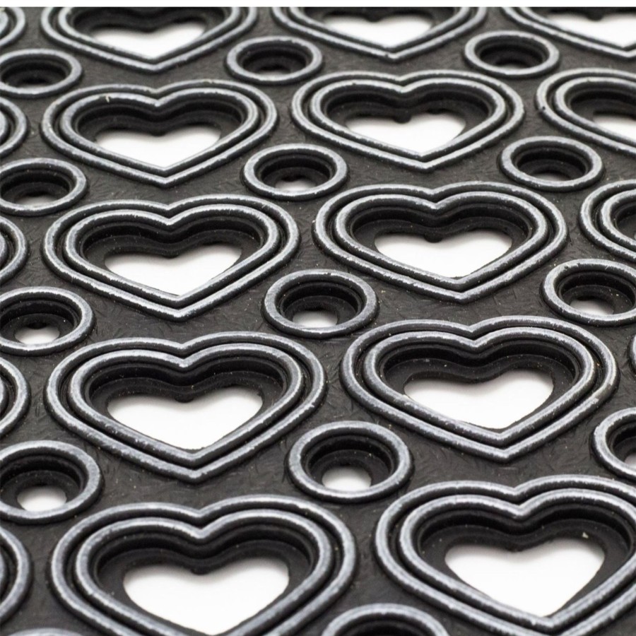 Home Accessories Carousel Shop Soft Furnishings & Rugs | Hearts Rubber Doormat | Outdoor Heavy Duty Non-Slip Scraper Doormat - 40X60Cm