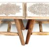 Home Accessories Carousel Shop Side Tables | White Washed Rustic Shabby Chic Wooden Hand Carved Mango Wood Stool ~ Design Vary