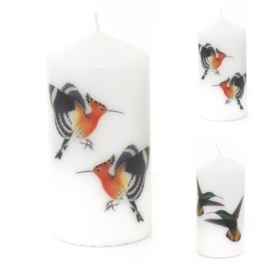 Home Accessories Carousel Shop Candles & Tealights | 14Cm Birds Of Paradise Pillar Candle | Ivory White Unscented Church Pillar Candle | Decorative Pillar Candles - Design Varies One Supplied