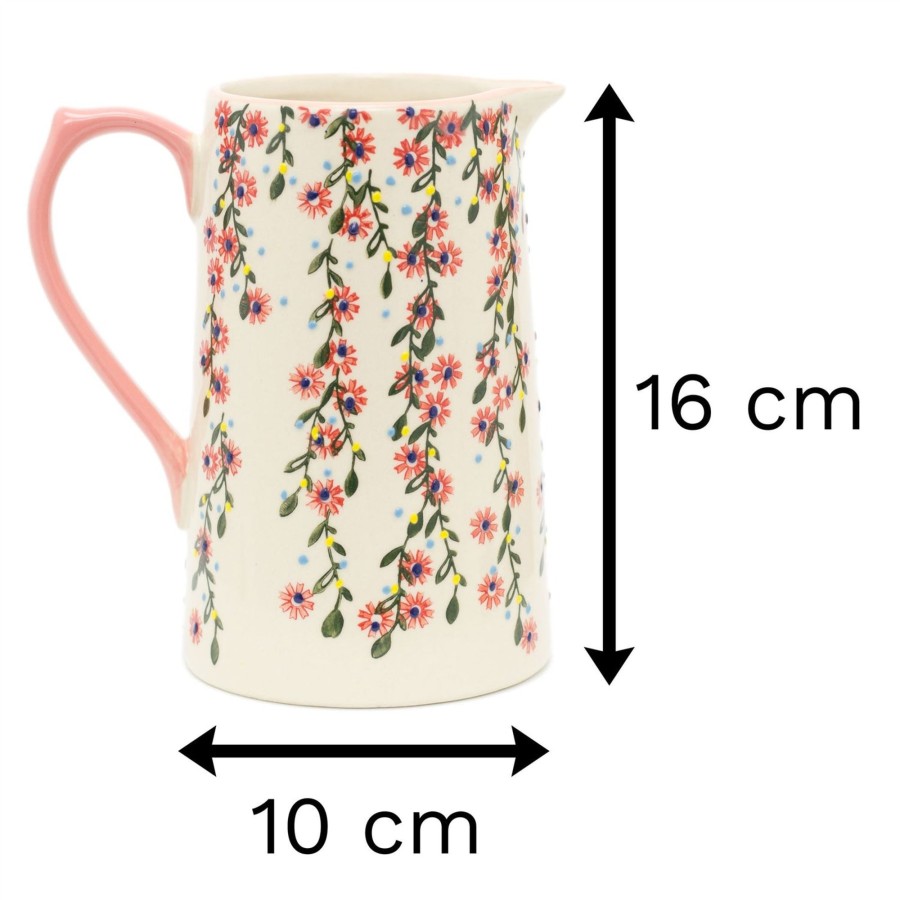 Kitchen & Dining Carousel Shop | Pretty Floral Blossom Ceramic Serving Jug | Botanical Water Pitcher Milk China Jug | Flower Jugs Porcelain Flower Vase