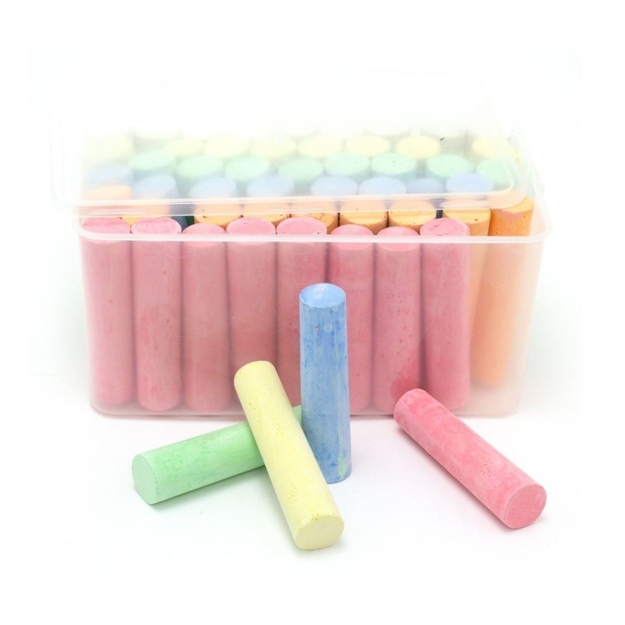 Baby & Child Carousel Shop Arts & Crafts | 54 Piece Jumbo Coloured Chalks For Kids | Childrens Giant Chunky Pavement Chalks