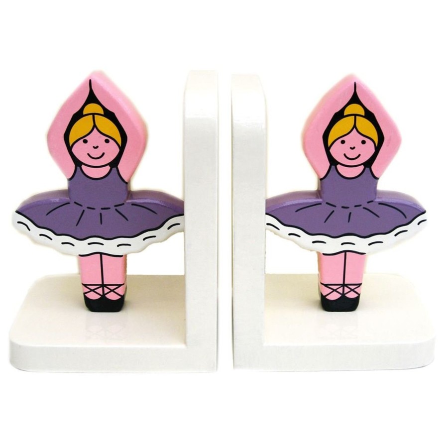 Baby & Child Carousel Shop Room Decor & Storage | Ballerina Wooden Bookends For Kids | Childrens Book Ends | Book Stoppers For Shelves, Kids Room Or Nursery Decor - Hand Made In Uk