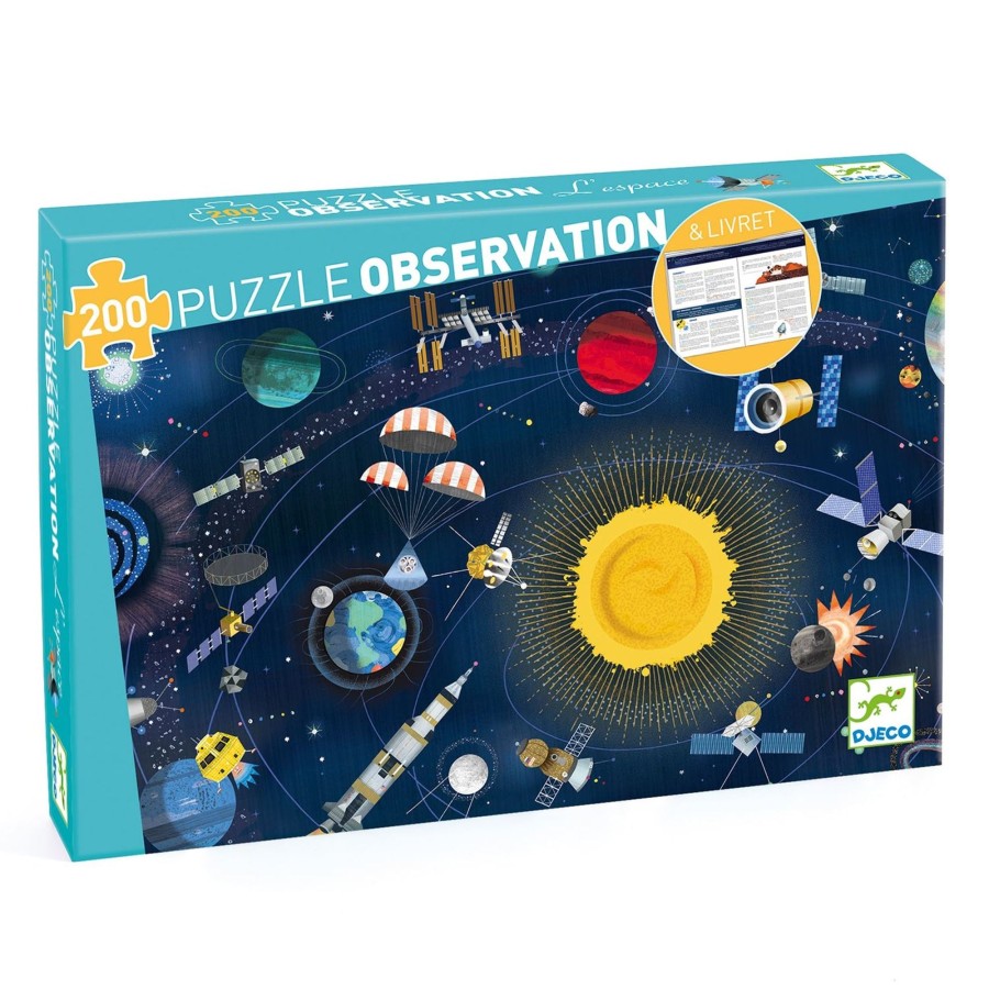 Baby & Child Carousel Shop Djeco | Djeco Dj07413 Observation Puzzle The Space Jigsaw Puzzle 200 Pieces + Booklet