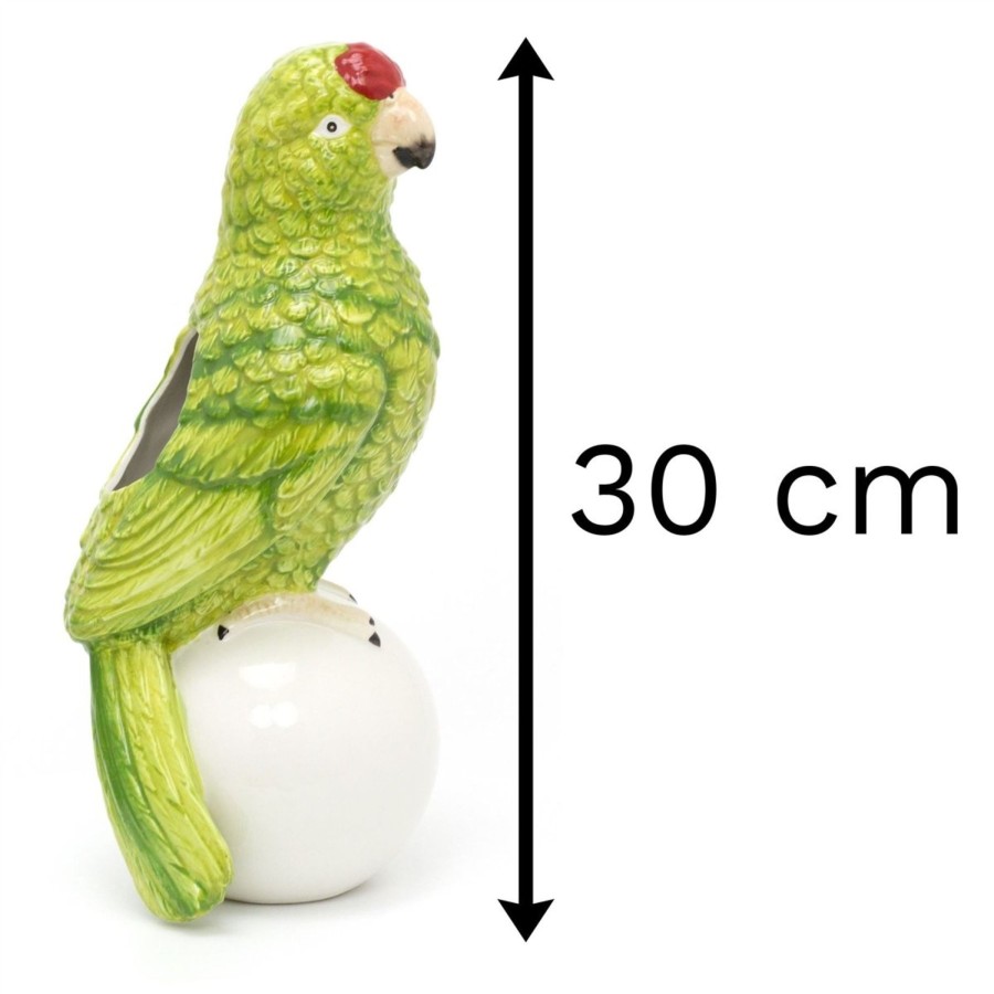 Home Accessories Carousel Shop Vases, Planters & Faux Flowers | 30Cm Ceramic Green Parrot Flower Vase | Novelty Bird Artificial Flower Pot | Decorative Flower Jar Bird Ornament