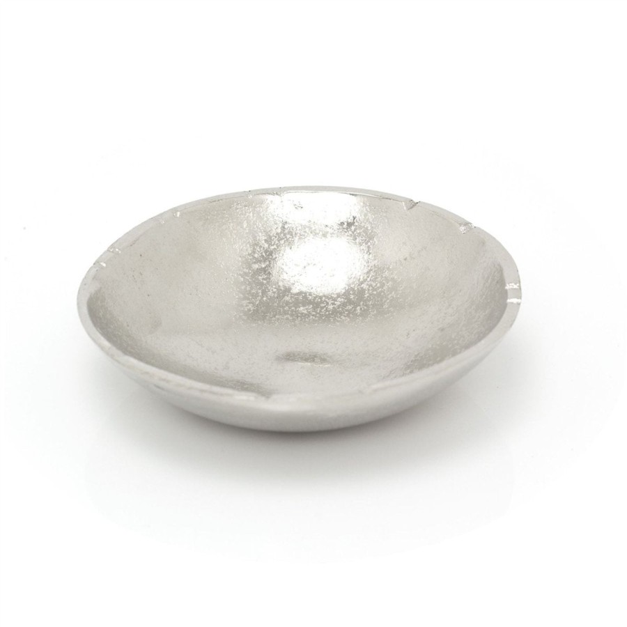 Home Accessories Carousel Shop Decorative Accessories | 14Cm Polished Silver Metal Display Bowl | Decorative Silver Dish With Hammered Detail | Trinket Dish Key Bowl