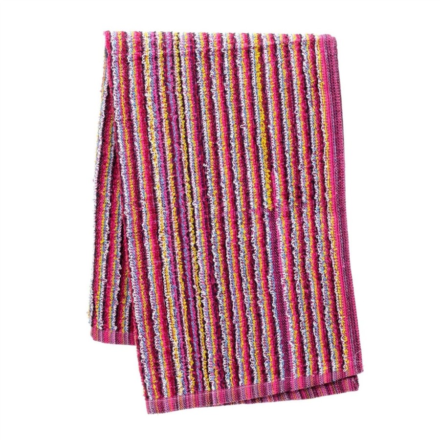 Home Accessories Carousel Shop Bathroom Accessories | Multi-Striped Recycled Hand Towel | 100% Cotton Eco Friendly Bathroom Hand Towel