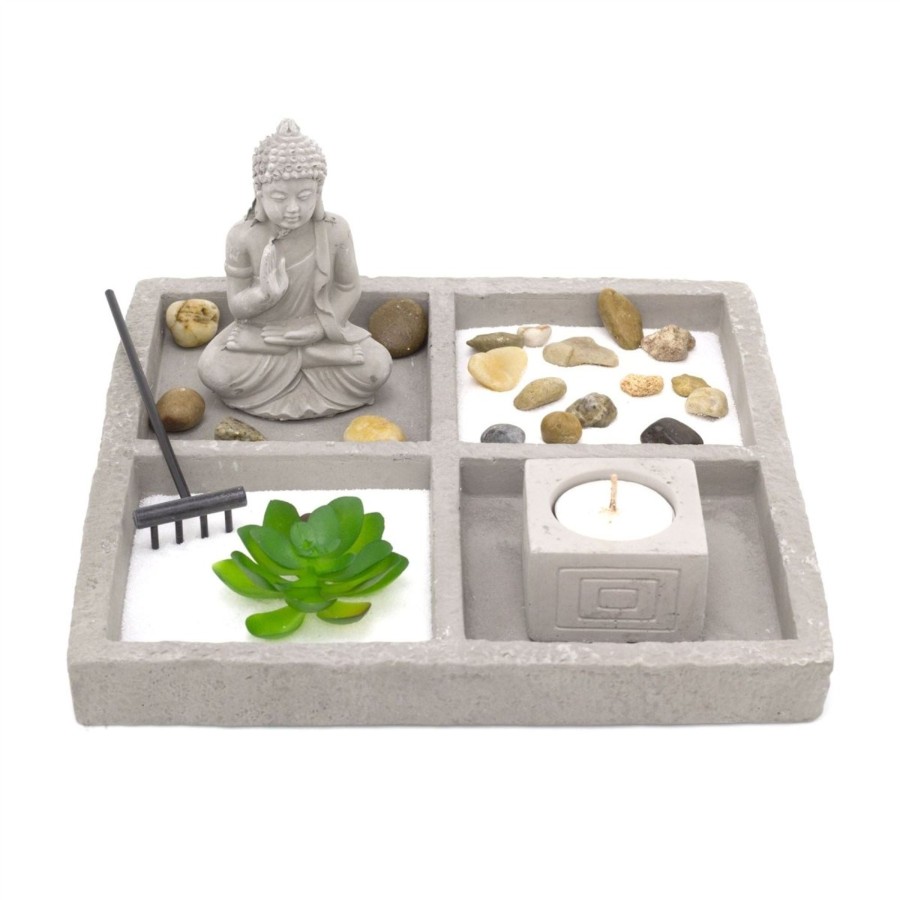 Home Accessories Carousel Shop Decorative Accessories | Stone Japanese Zen Garden Kit | Miniature Desktop Zen Garden Set Tealight Candle Holder | Meditation Accessories Buddha Ornaments