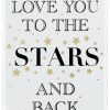 Home Accessories Carousel Shop Wall Decor & Mirrors | Gold Wooden Love Sign Wall Hanging Plaque 15Cmx20Cm ~ Love You To The Stars