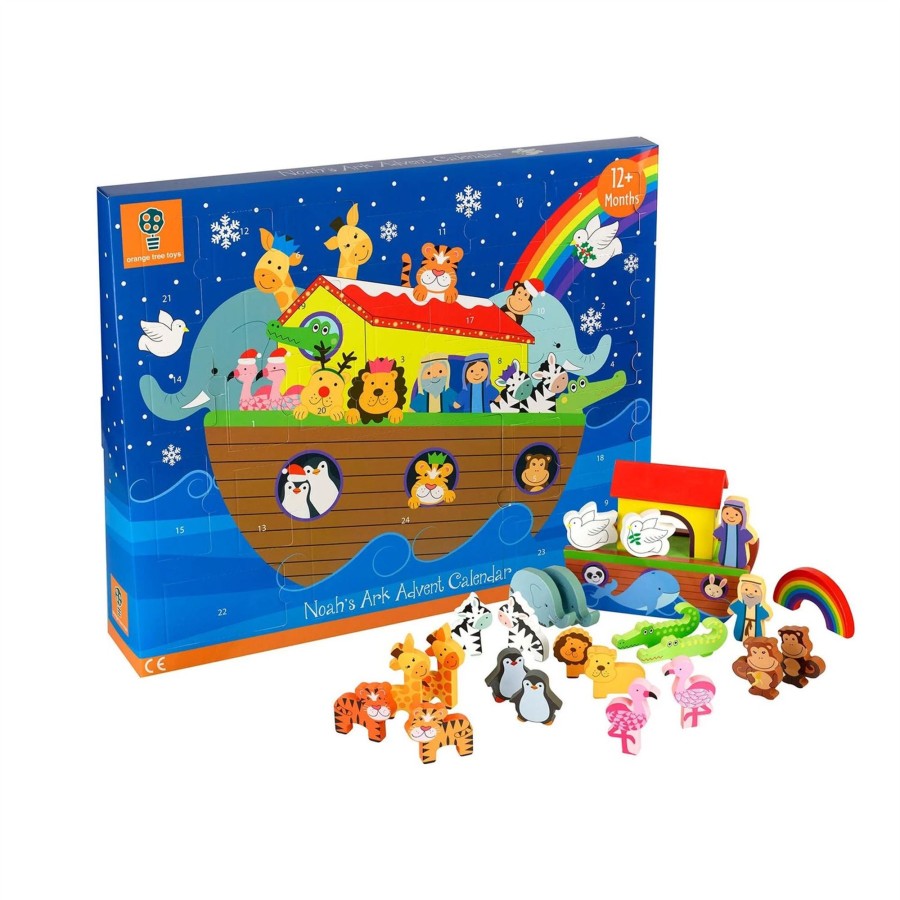 Baby & Child Carousel Shop Orange Tree Toys | Children'S Wooden Noah'S Ark Christmas Advent Calendar | Wood Advent Calendar Advent Calendar For Kids | Noah'S Ark Playset Advent Calendar