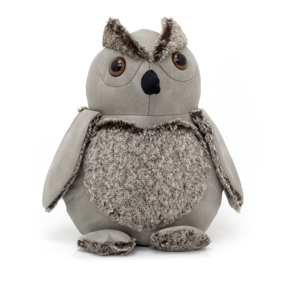 Home Accessories Carousel Shop Animal Doorstops | Hootie Grey Owl Doorstop | Faux Leather Weighted Owl Shaped Bird Door Stop 1.8Kg