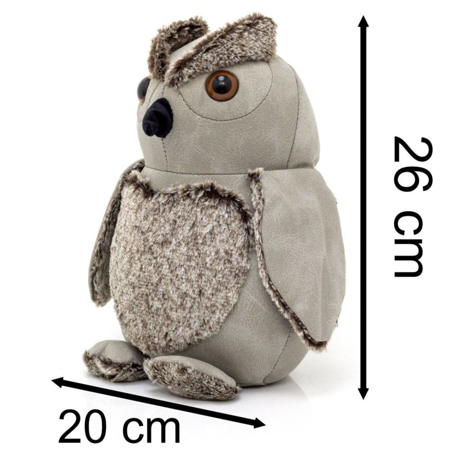 Home Accessories Carousel Shop Animal Doorstops | Hootie Grey Owl Doorstop | Faux Leather Weighted Owl Shaped Bird Door Stop 1.8Kg