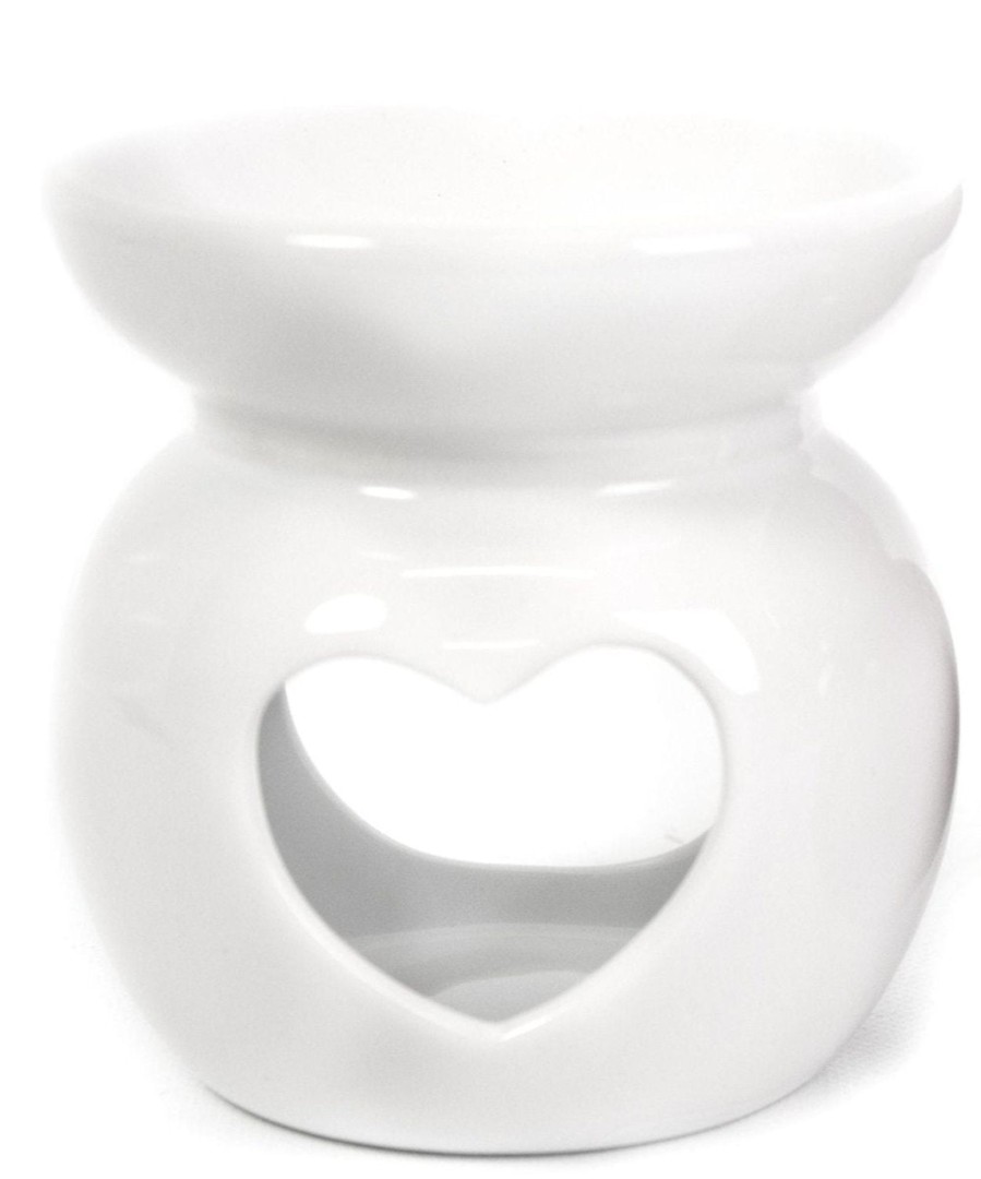 Home Accessories Carousel Shop Oil Burners & Diffusers | Chunky Ceramic Heart Incense Oil Burner ~ White