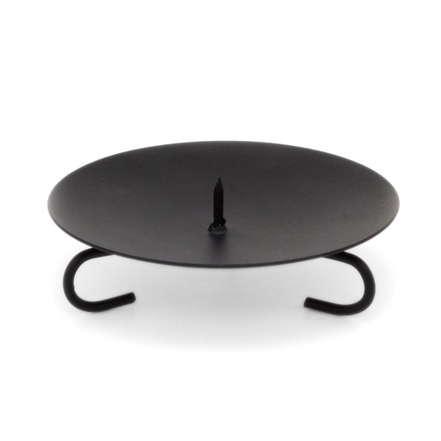 Celebrations Carousel Shop | Black Round Metal Spike Candle Holder Pillar Candle Plate