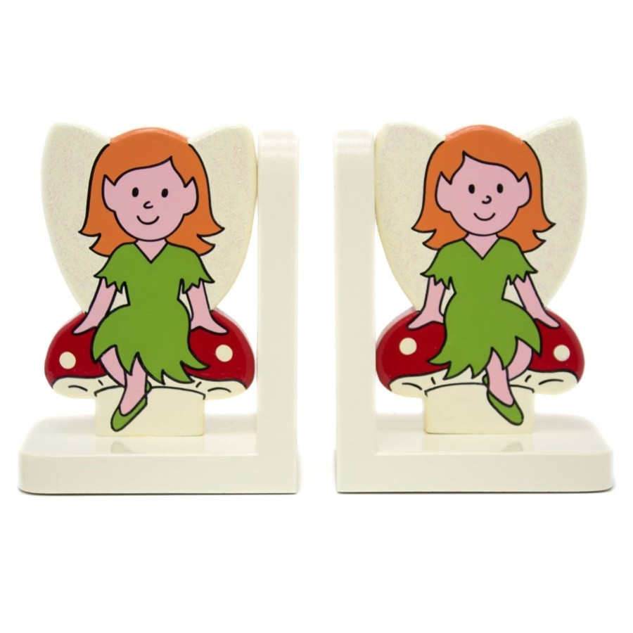 Baby & Child Carousel Shop Room Decor & Storage | Pixie Fairy On Toadstool Wooden Bookends For Kids | Childrens Book Ends | Book Stoppers For Shelves, Kids Room Or Nursery Decor - Hand Made In Uk