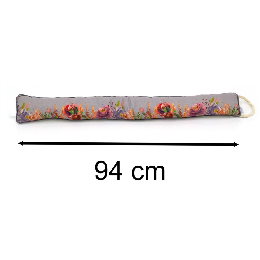 Home Accessories Carousel Shop Draught Excluders | 94Cm Beautiful Floral Fabric Draught Excluder For Doors | Winter Draft Excluder Door Draught Cushion | Botanical Draft Insulator Door Draught Cushion