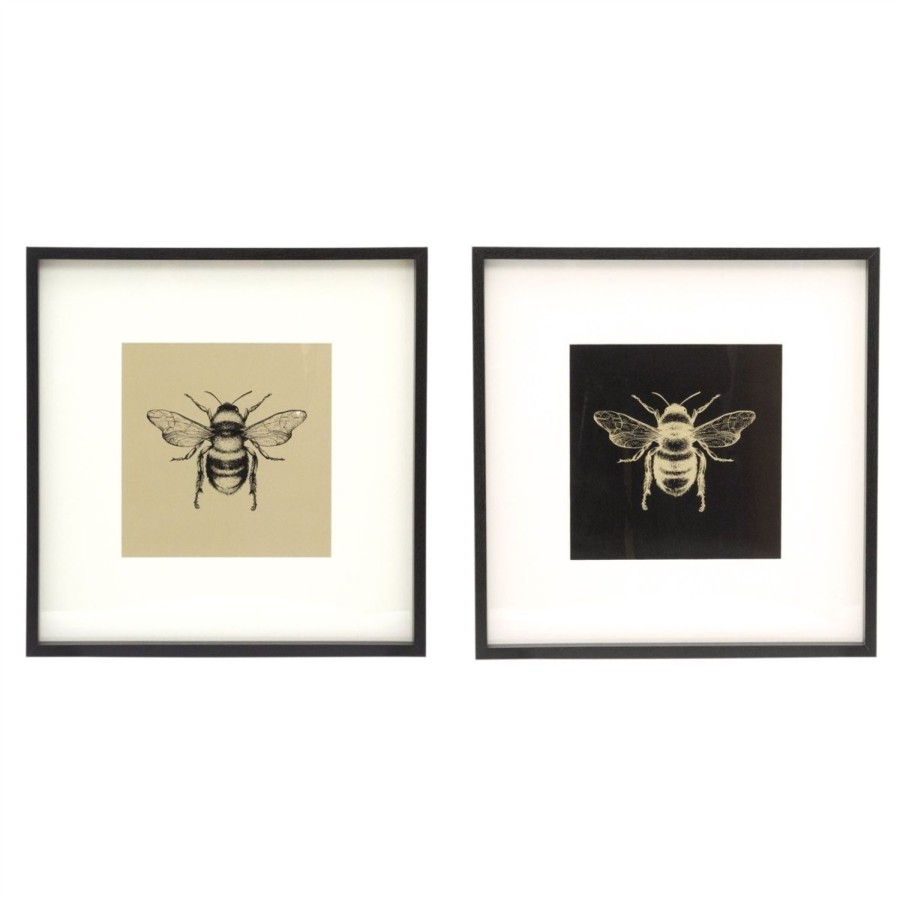 Home Accessories Carousel Shop Wall Decor & Mirrors | Set Of 2 Bee Pictures For Walls | 2 Piece Bee Wall Art Framed Bee Prints | Pack Of Two Bee Decorations Framed Wall Art