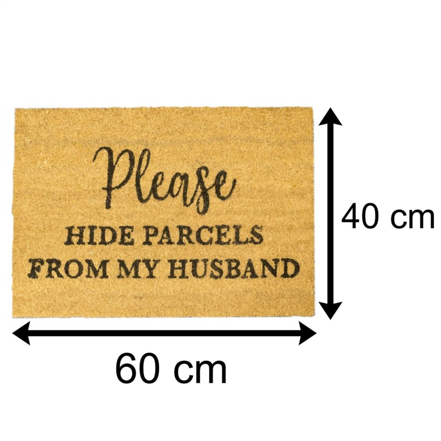 Home Accessories Carousel Shop Soft Furnishings & Rugs | Hide Parcels Doormat | Funny 60X40Cm Rectangular Entrance Door Mat | Non-Slip Pvc Backed Natural Coir Doormat