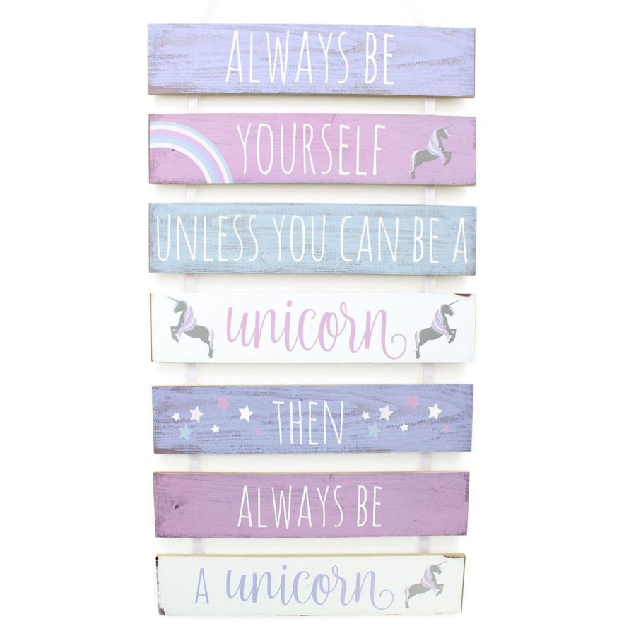 Baby & Child Carousel Shop Room Decor & Storage | 7 Tier Hanging Wooden Unicorn Plaque Sign ~ Always Be Yourself