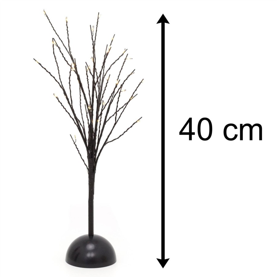 Celebrations Carousel Shop | 40Cm Led Twig Tree Lamp Light Up Tree | Led Lit Tree Battery Operated Silhouette Tree Light | Pre Lit Twig Tree - 32 Led Lights Warm White