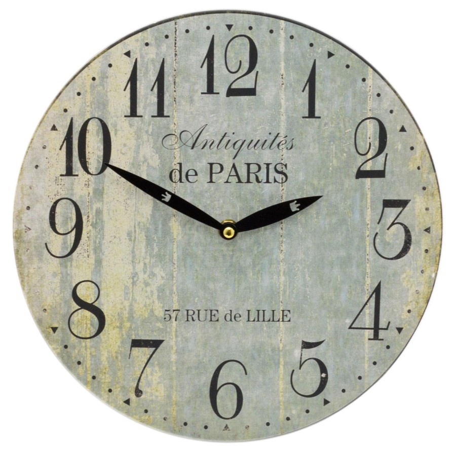 Home Accessories Carousel Shop Clocks | Paris 28Cm Distressed Round Wall Clock - Duck Egg Blue