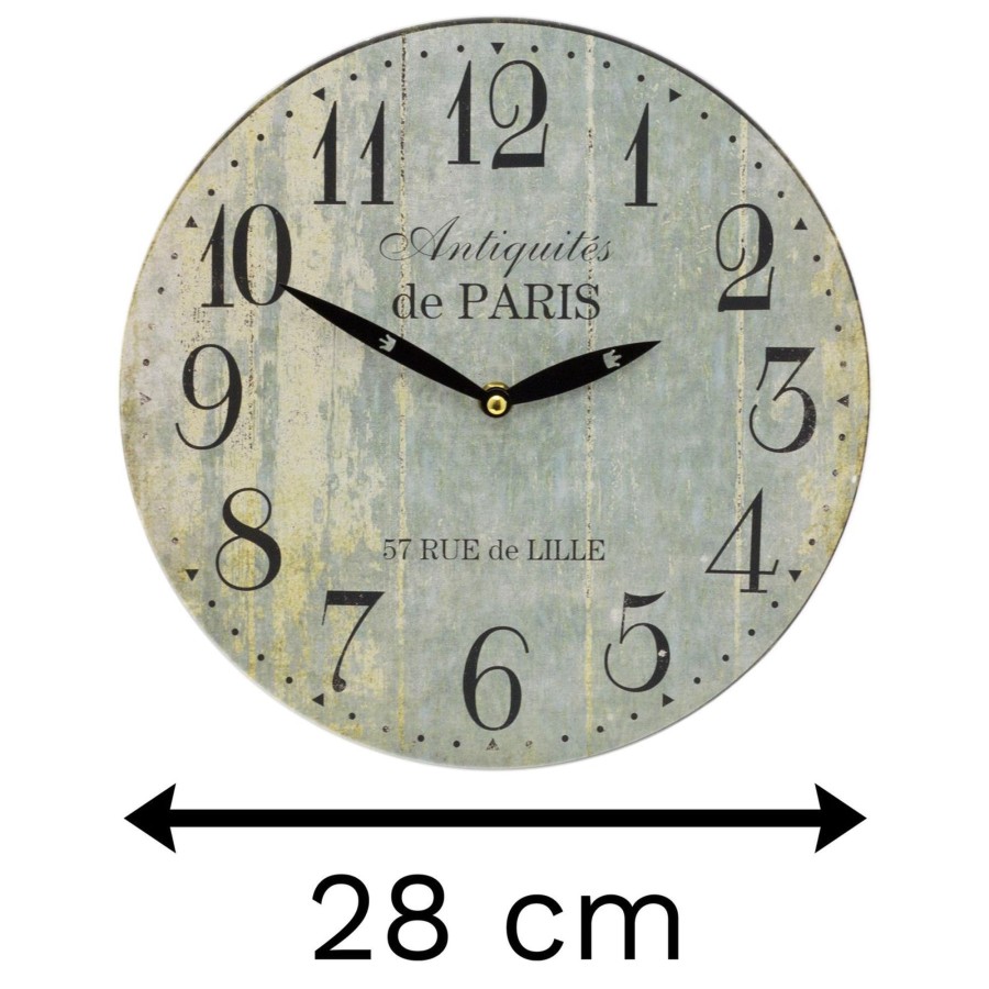 Home Accessories Carousel Shop Clocks | Paris 28Cm Distressed Round Wall Clock - Duck Egg Blue