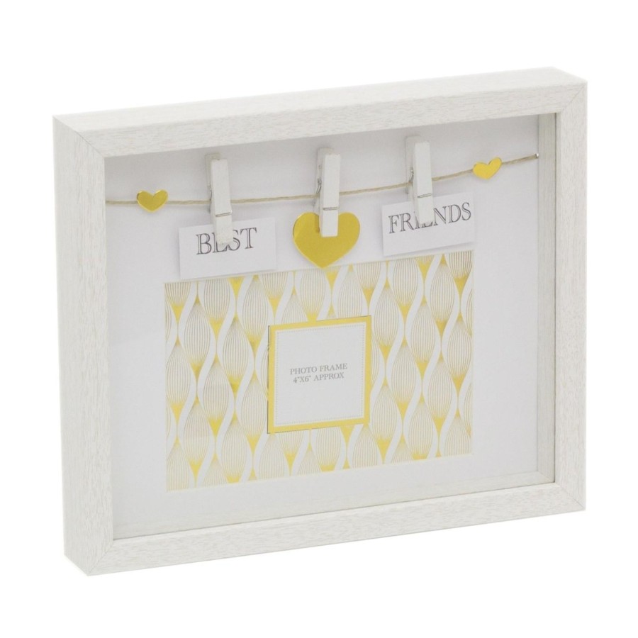 Home Accessories Carousel Shop Photo Frames | Clothes Line White Wooden Box Frame With Pegs For 6 X 4 Photo ~ Best Friends