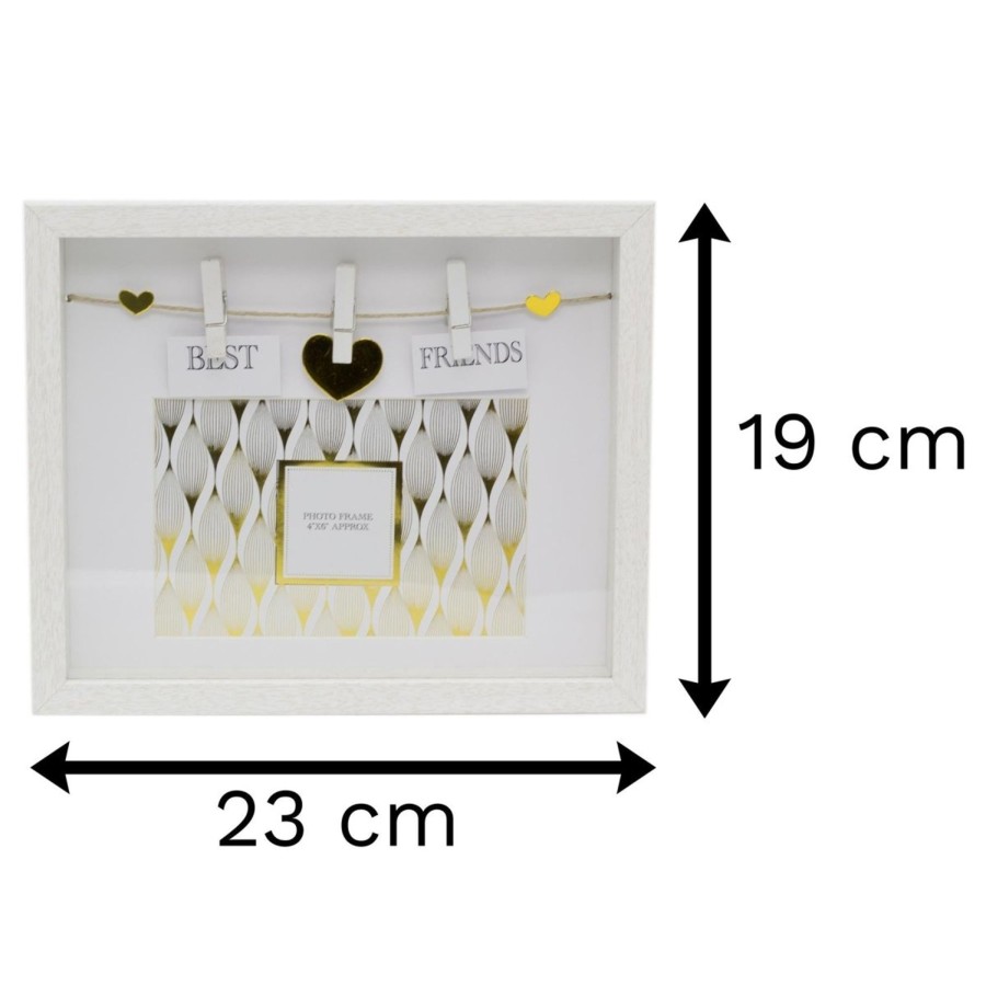 Home Accessories Carousel Shop Photo Frames | Clothes Line White Wooden Box Frame With Pegs For 6 X 4 Photo ~ Best Friends