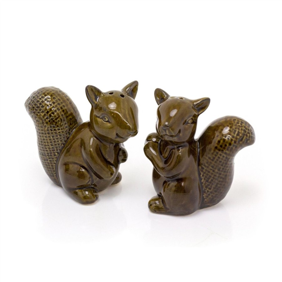 Kitchen & Dining Carousel Shop | Novelty Squirrel Salt And Pepper Pots | Forest Toile Animal Salt And Pepper Shakers Salt And Pepper Set | Stoneware Cruet Set Condiment Set