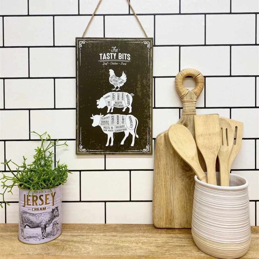 Home Accessories Carousel Shop Decorative Accessories | The Tasty Bits Wooden Hanging Plaque Rustic Kitchen Wall Sign Beef Chicken Pork