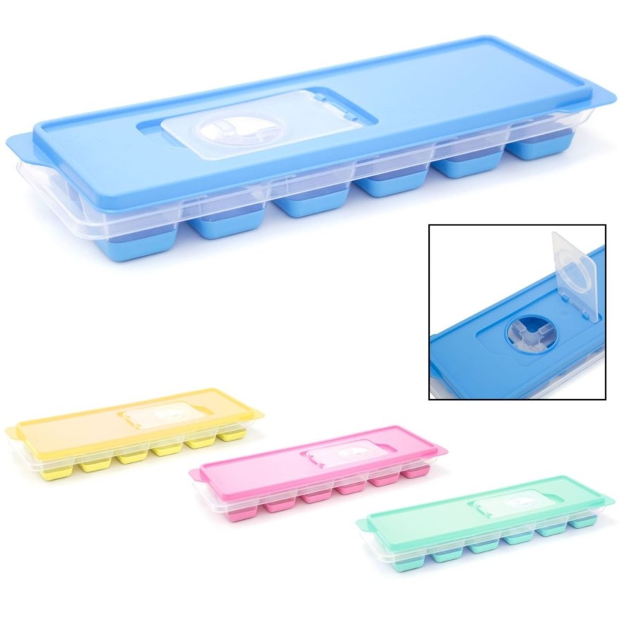 Kitchen & Dining Carousel Shop | Stackable Reusable Silicone Ice Cube Tray With Non Spill Lid - Ice Maker Moulds For Drinks - Weaning Trays With Lid