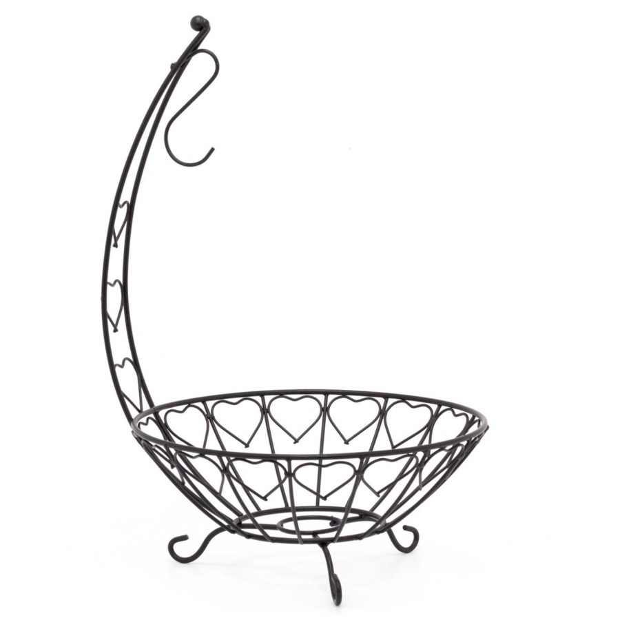 Kitchen & Dining Carousel Shop | Black Metal Fruit Bowl With Banana Hanger