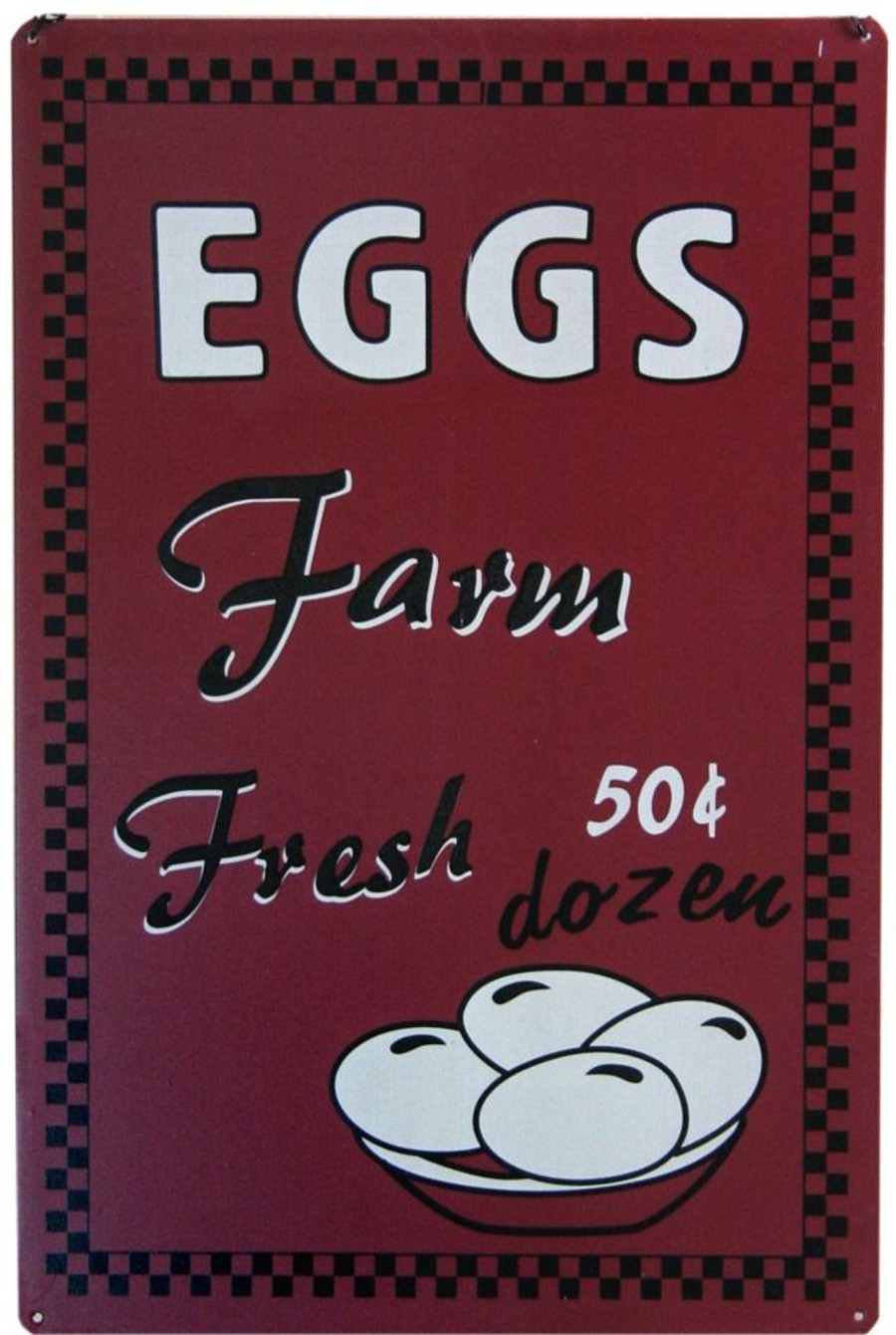 Home Accessories Carousel Shop Signs & Plaques | Vintage Style Hanging Metal Retro Sign 20Cm X 30Cm - Farm Fresh Eggs