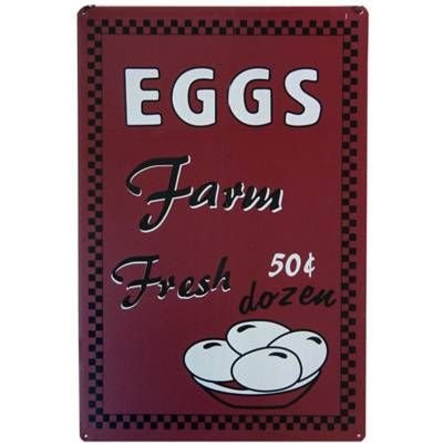 Home Accessories Carousel Shop Signs & Plaques | Vintage Style Hanging Metal Retro Sign 20Cm X 30Cm - Farm Fresh Eggs