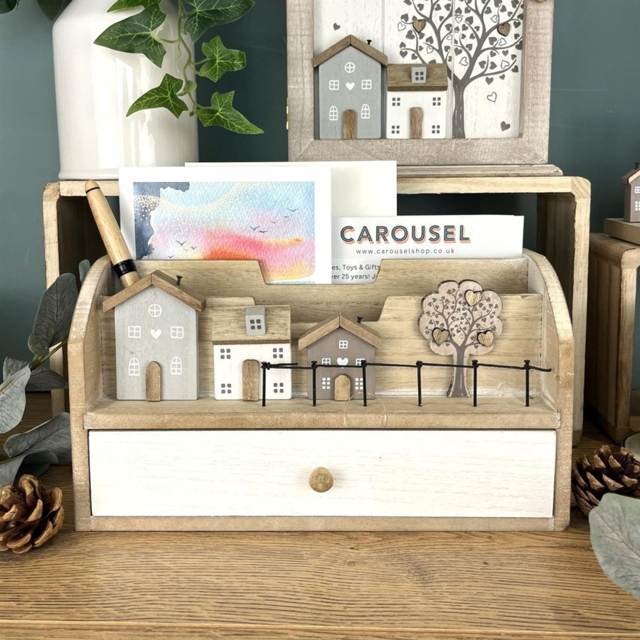 Home Accessories Carousel Shop Decorative Accessories | Shabby Chic Wooden House Family Tree Letter Rack | Wooden Letter Rack Letter Holder | Letter Storage Letter Rack Organiser