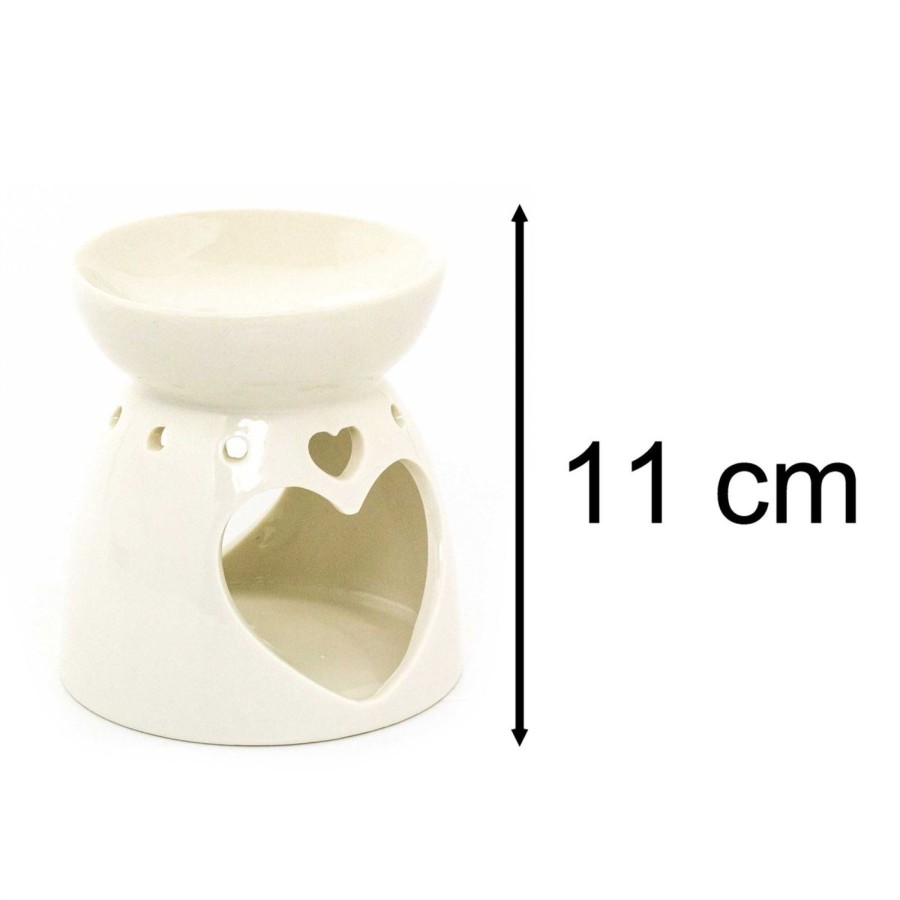 Home Accessories Carousel Shop Oil Burners & Diffusers | Heart Design White Ceramic Oil Burner | Wax Melt Tealight Fragrance Diffuser