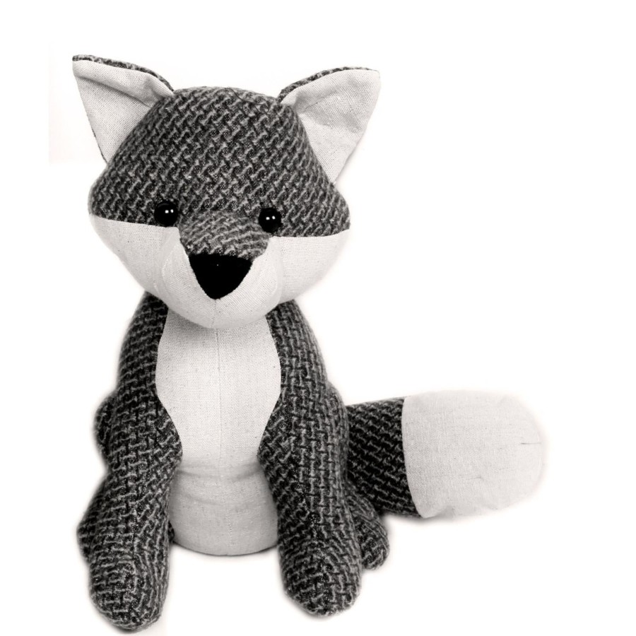 Home Accessories Carousel Shop Animal Doorstops | Textured Fabric Fox Doorstop ~ Grey British Wildlife Fox Door Stop