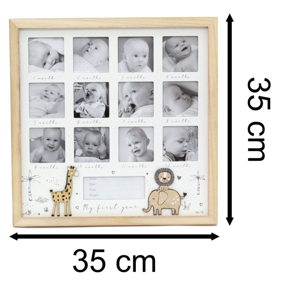 Home Accessories Carousel Shop Photo Frames | Wooden 12-Aperture Keepsake New Baby Photo Frame For First Year Memories