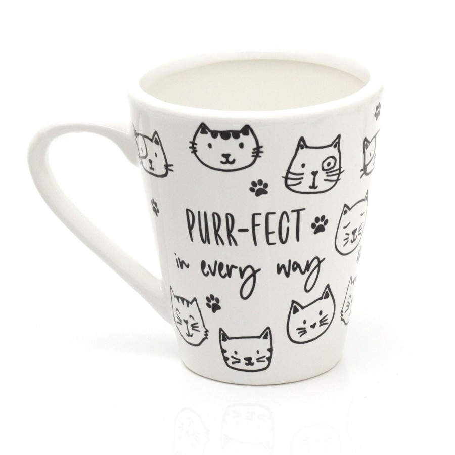 Kitchen & Dining Carousel Shop | Purr-Fect In Every Way White Ceramic Coffee Mug | Novelty Cat Kitten Tea Cup | Hot Drinks Mugs Cups Cat Gift