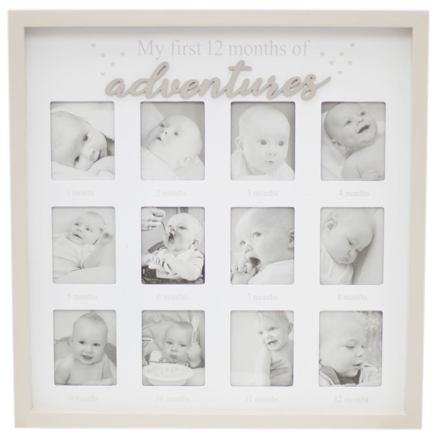 Home Accessories Carousel Shop Photo Frames | Baby My First Year Photo Frame | 12 Aperture Multi Picture Frame | Newborn Babies Memories Keepsake Photo Collage