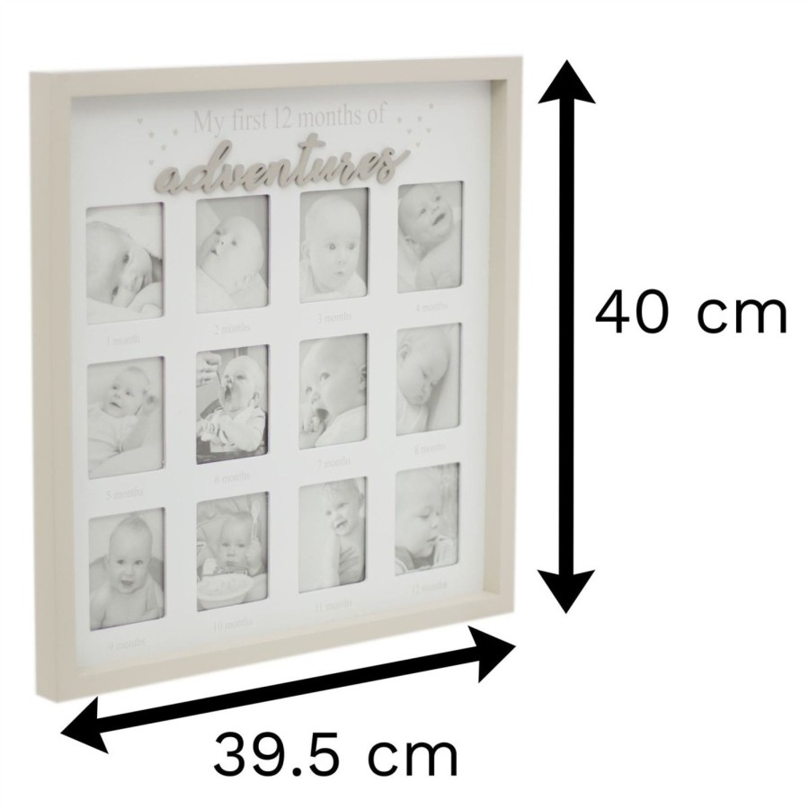 Home Accessories Carousel Shop Photo Frames | Baby My First Year Photo Frame | 12 Aperture Multi Picture Frame | Newborn Babies Memories Keepsake Photo Collage